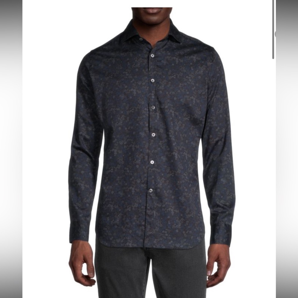 Canali Black Casual Button Down Shirt